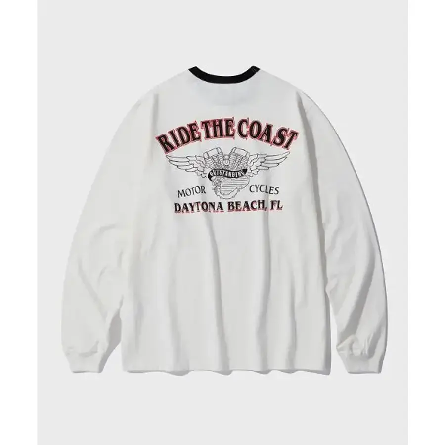 아웃스탠딩 MOT LONG SLEEVE RIDE THE COAST 오프화이트 439981