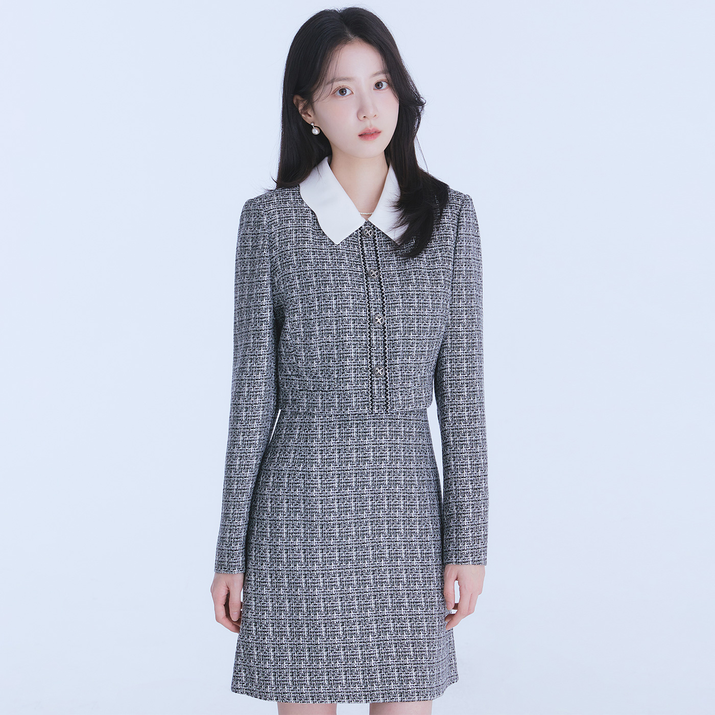  로엠 배색카라 트위드 원피스 RMOWE49S12