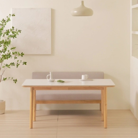 보니애가구 밀리아 낮은 세라믹 식탁 1400 (벤치1개)_이미지