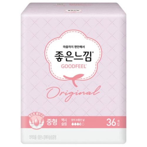 유한킴벌리 좋은느낌 오리지널 맥시슬림 중형 36개 (6팩(216개))