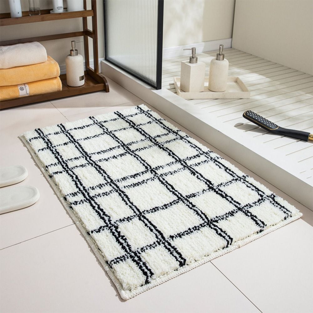 라리리 블랙체크 자카드 발매트 (40x60cm)_이미지