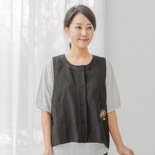 이브바바 중년여성 여름 엄마옷 러프 자수 인견조끼 베스트_이미지