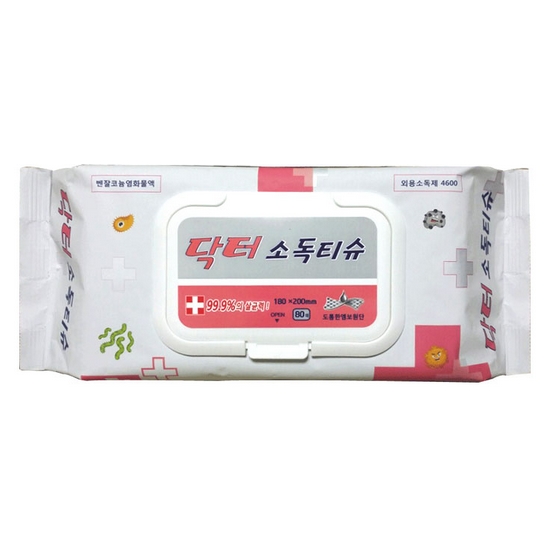 케어메이트 ㅤ케어팜 닥터 소독 물티슈 캡형 80매 (6팩)_이미지