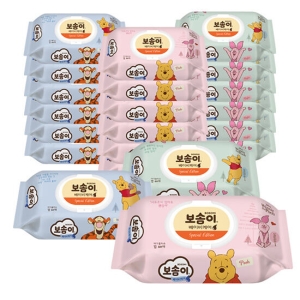 깨끗한나라 보솜이 베이비케어 푸 에디션 물티슈 캡형 74매 (20팩)
