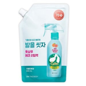LG생활건강 온더바디 발을씻자 코튼 풋샴푸 자몽민트향 리필 500ml (1개)_이미지