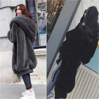 ONM 여성 캐주얼 후드 코트 공항 데일리 패션 인조 모피 S7907563