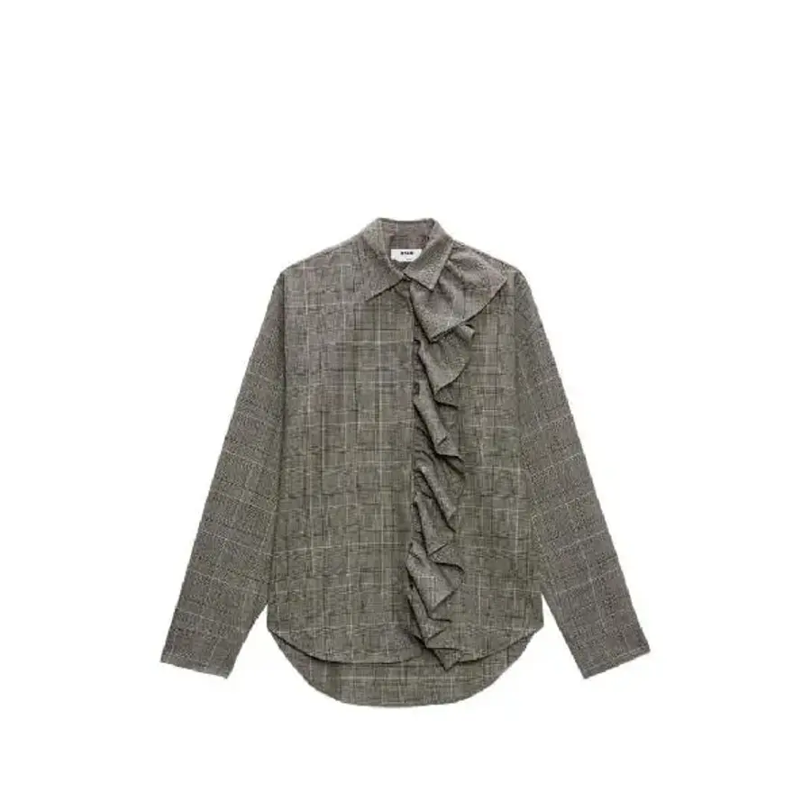 MSGM 러플 디테일 체크 패턴 셔츠 4042MDE08267306 T