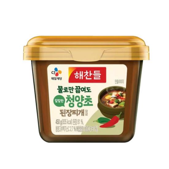 CJ제일제당 해찬들 물로만 끓여도 칼칼한 청양초 된장찌개양념 450g (3개)
