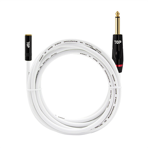 탑라인에이치디 HDTOP 3.5 스테레오 to 5.5 모노 FM 화이트 케이블 (40m, HT-TP934)_이미지
