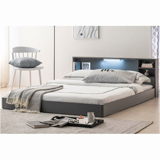 동서가구 라임 수납헤드 저상형 LED침대 SS (양면본넬스프링)_이미지