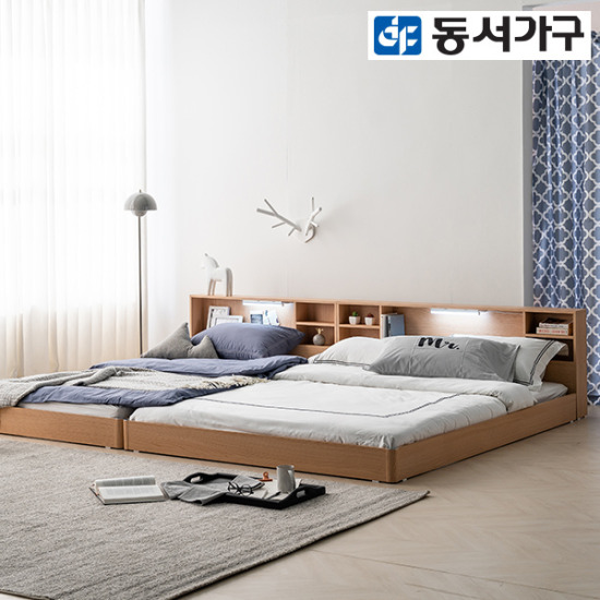 동서가구 라임 수납헤드 저상형 LED침대 SS (양면본넬스프링)