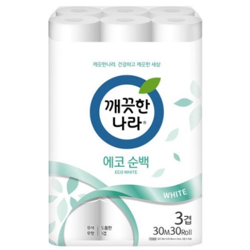 깨끗한나라 에코 순백 30m (30롤) (2팩)
