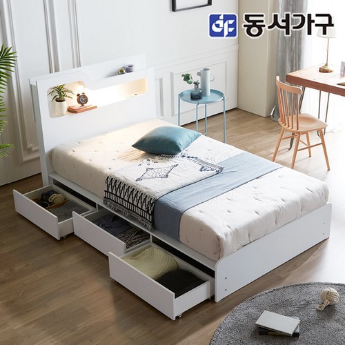 동서가구 소프 인싸 3서랍 수납형 LED침대 SS (매트별도)_이미지
