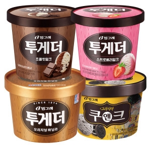 빙그레 투게더 바닐라1통+쿠앤크1통+딸기우유1통+초코우유1통_이미지