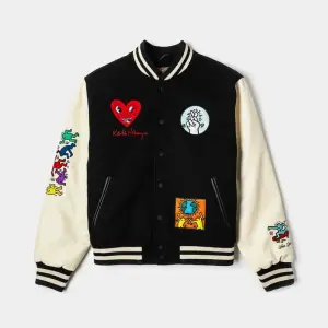 KEITH HARING X SP 슈팔라스 SP x 키스 해링 바시티 맨즈 라이프 자켓 검 블랙 Cream KHVJ402_이미지