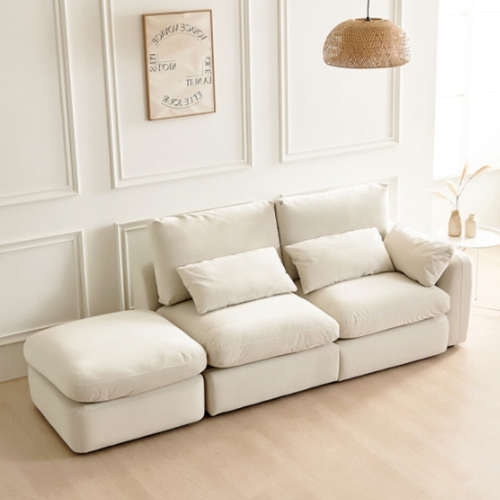 동서가구  헤이스 모듈 카우치 구스 워셔블 풀커버 아쿠아텍스 패브릭 소파 3인용 (스툴포함)