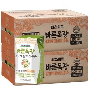 파스퇴르 무항생제 바른목장 소화가 잘되는 우유 200ml (40개)_이미지