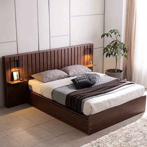 삼익가구 아벨라 프리미엄 빅수납 호텔 LED침대 K+협탁2개 (매트별도)_이미지