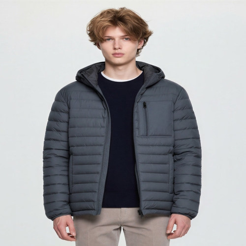 헤지스 남성 차콜 경량 후드 다운_HZJU5D492CG_이미지