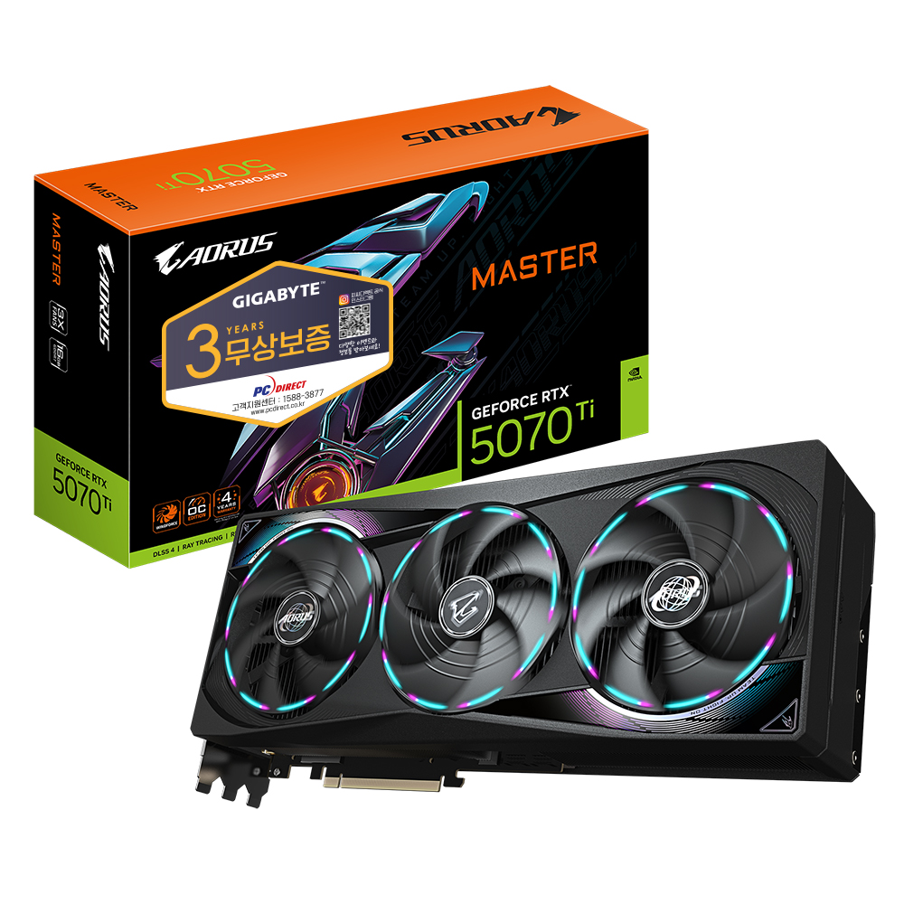 GIGABYTE AORUS 지포스 RTX 5070 Ti MASTER D7 16GB 피씨디렉트_이미지