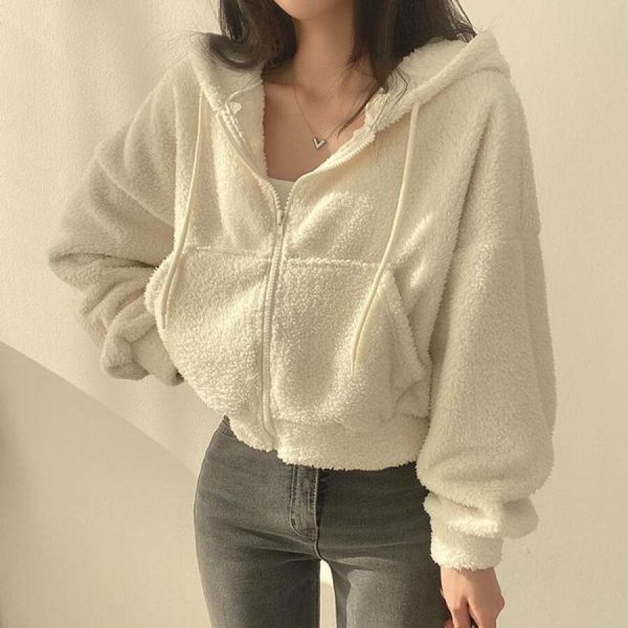 털안감 패션 아이템 따뜻 크롭 양털후드 집업 S23700395