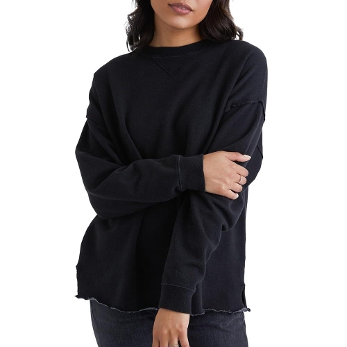 헤인즈 여성용 오리지널 의류 염색 스위퍼 스웨트셔츠, 통기성 플리스 풀오버, 블랙., XXL_176555