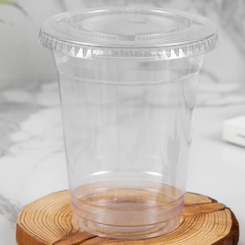 쿠팡 PET 투명 아이스컵 13온스+평뚜껑 세트 (100개)