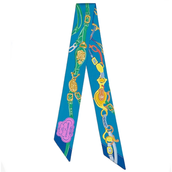 에르메스 브라이드 드 갈라 아플리케 픽 트윌리 (블루 아주르 버트 골드)