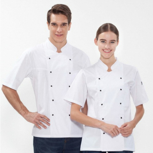 기능성 반팔 더블진주스냅 조리복 (화이트)