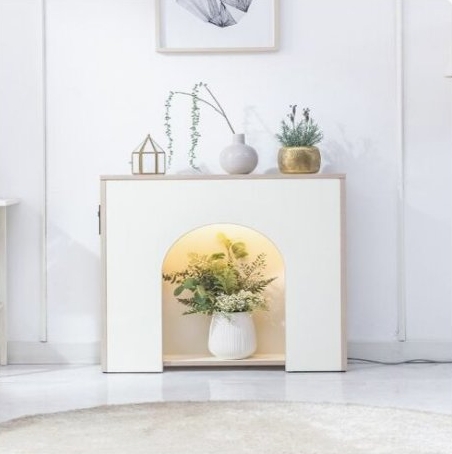 클레어 LED 벽난로콘솔 아치형 장식장 800