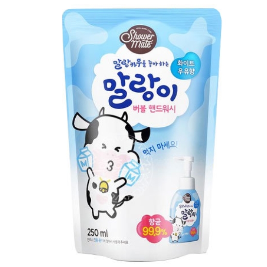 애경 샤워메이트 말랑이 버블 핸드워시 화이트우유향 리필 250ml (8개)_이미지