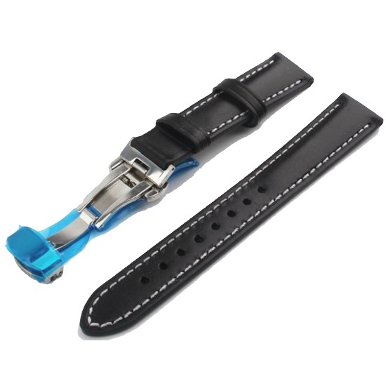 모든지 클래식 가죽 손목시계 스트랩 (블랙) (20mm)_이미지