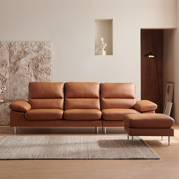 삼익가구 포인 천연가죽 소파 4인용 (스툴포함)