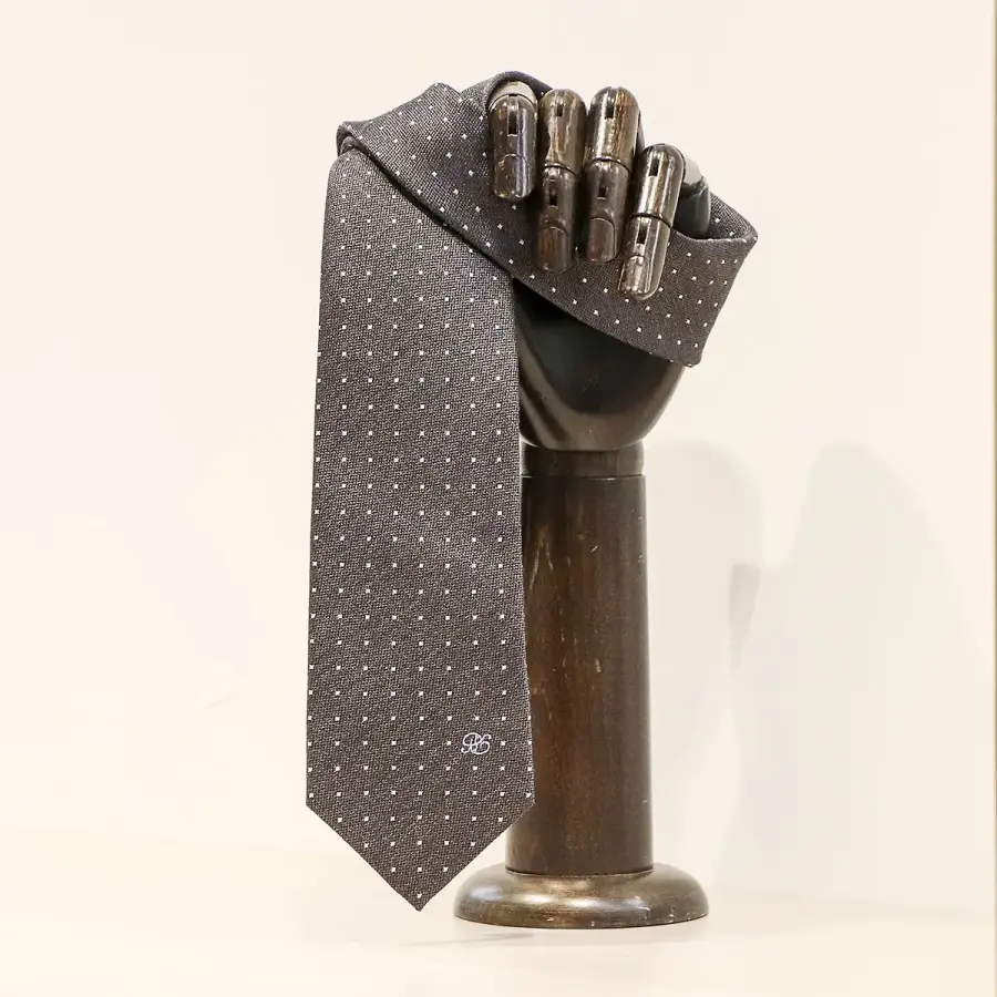 레노마 심플한 증슬림 도트 그레이 넥타이 VISTR0005-GY