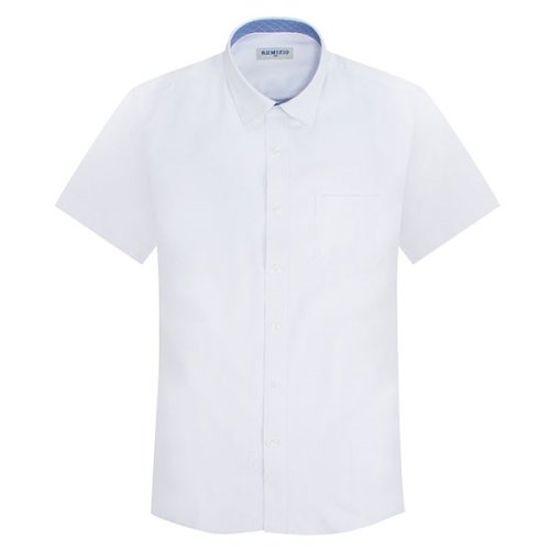 레미지오 블루 윈도우페인 체크 카라 화이트 반팔셔츠_S7501_이미지