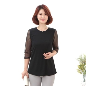 모슬린 엄마옷 고급진 하늘하늘한 블라우스 EBL007001 마담/미시옷/중년여성의류/빅사이즈/할머니옷/50대/60대여성옷