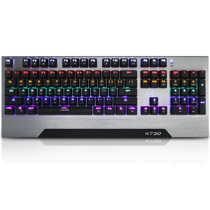 앱코 HACKER K730 레인보우 액션 LED 더블 키캡 (적축)_이미지
