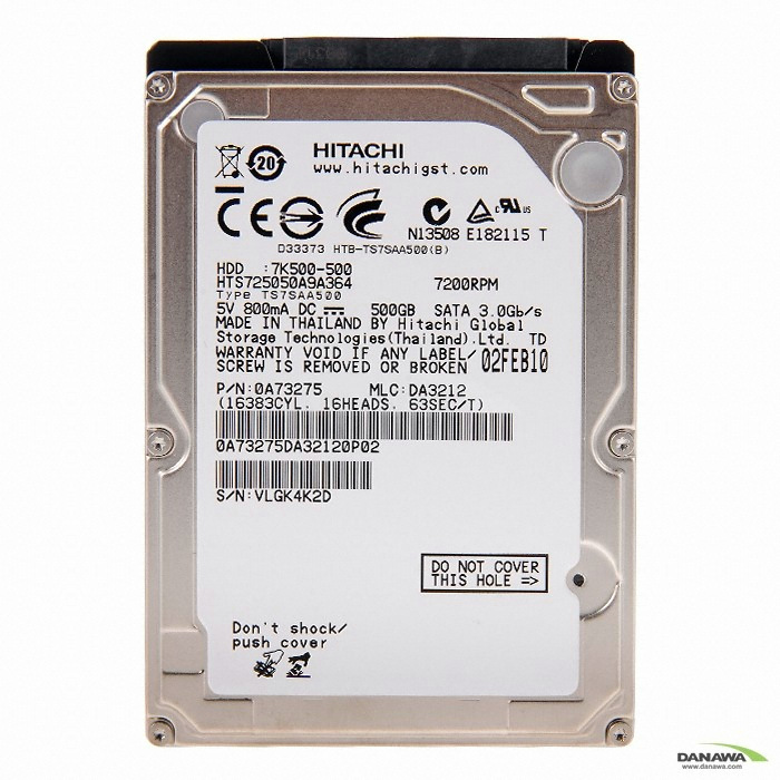 HGST 500GB Travelstar 7K500 HTS725050A9A364 (SATA2/7200/16M/노트북용)