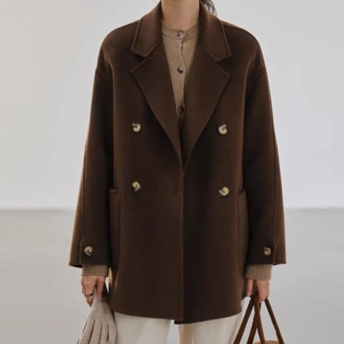 라펠 블랙퀸 델레븐 루즈핏 기모 하프 코트 blk002557_이미지