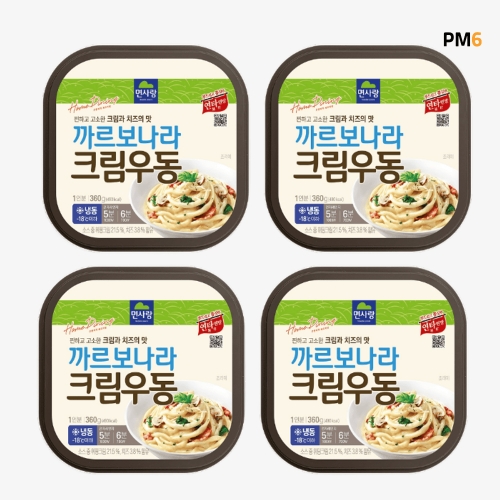 면사랑 크림우동 1인분 까르보나라 px 크림우동 360g (4개)_이미지