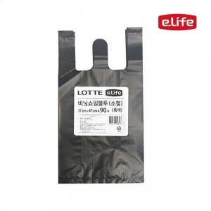 롯데이라이프 롯데 비닐쇼핑봉투 37 47 90매 소형 검정색