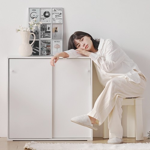 바로방가구 여밈 슬라이딩 3단 선반 수납장 800_이미지