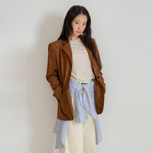 올리브데올리브 싱글 쓰리버튼 스웨이드 자켓 OL6XJ880
