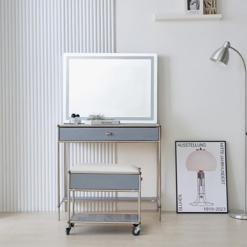 헤이몰리 레브리 LED 거울 원목 모듈 화장대 세트 800