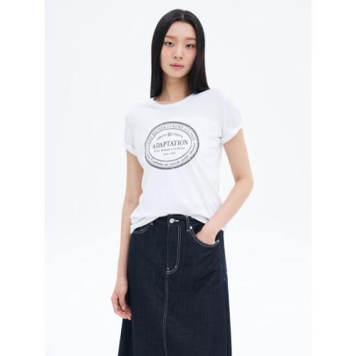 삼성물산 에잇세컨즈 325742LY10 페미닌 그래픽 반소매 티셔츠 아이보리