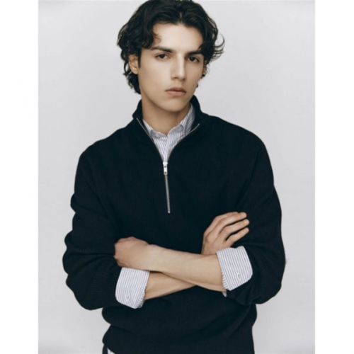 지오다노 스티치 목넥 반집업 니트 스웨터 9GG 055504 3co_이미지