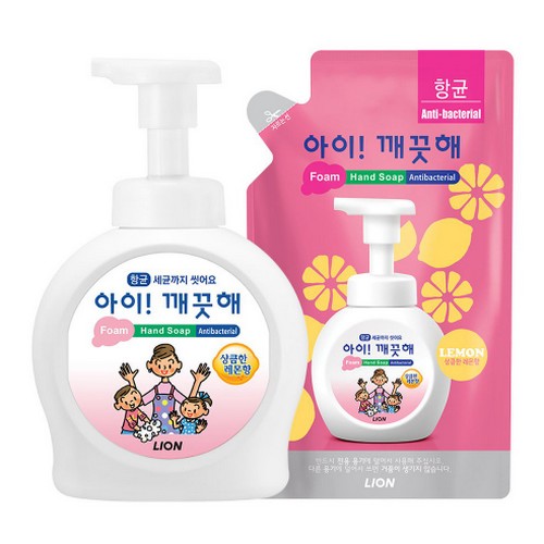 아이깨끗해 폼 핸드솝 레몬향 490ml+리필 450ml (본품2개+리필3개)_이미지