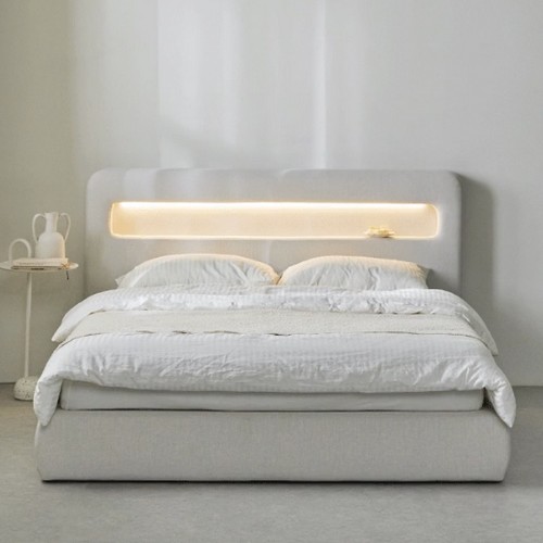 휴먼앤퍼니처 루피 LED 패브릭 평상형 호텔 침대 K (네덜란드유로탑독립)_이미지