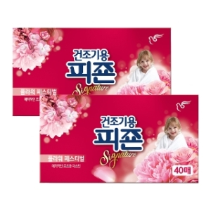 피죤 건조기용 시그니처 플라워페스티벌 40매 (2개)