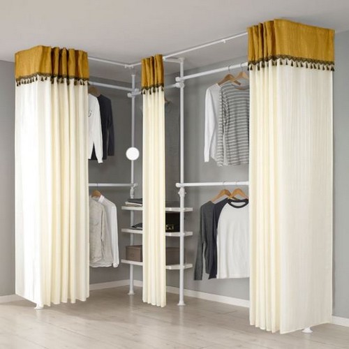 왕자행거 뉴드레스룸 코너형 4폴 밀폐 타공 선반형 행거_이미지